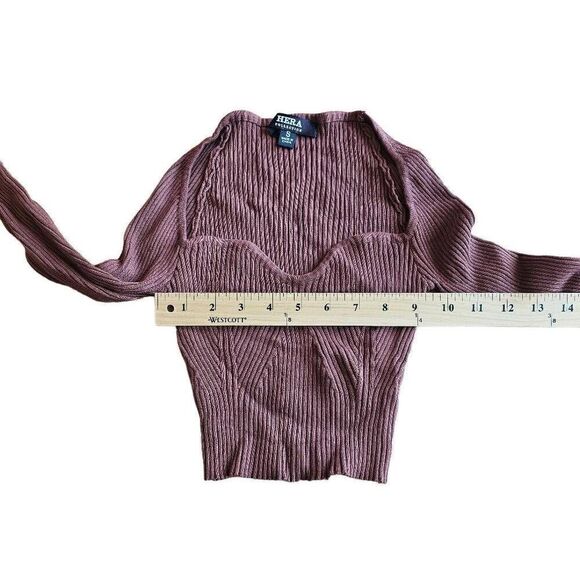 Hera collection womens juniors Sz S brown long sleeve crop top - Picture 4 of 7